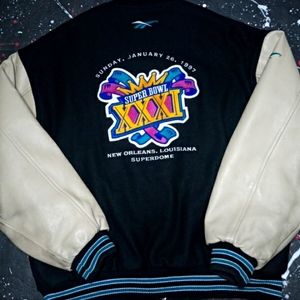Super Bowl XXXI vintage 1997 NFL Reebok promo leather varsity jacket ULTRA RARE